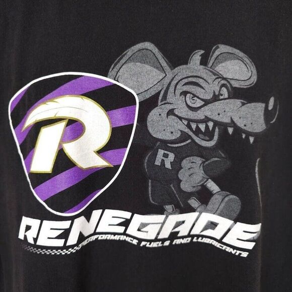 Renegade Racing T Shirt Mens Size XL Black Performance Fuels & Lubricants Rat - Picture 3 of 6